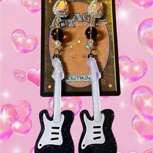 Black and White Guitar Earrings